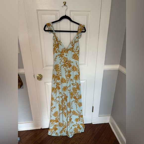Free People Be The One Jumpsuit | Size 2 | Pale Blue-Green with Rust Floral - Picture 5 of 14